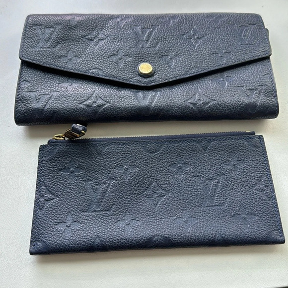 LOUIS VUITTON Curieuse Wallet Monogram Empreinte Leather Navy/Black - Picture 1 of 8